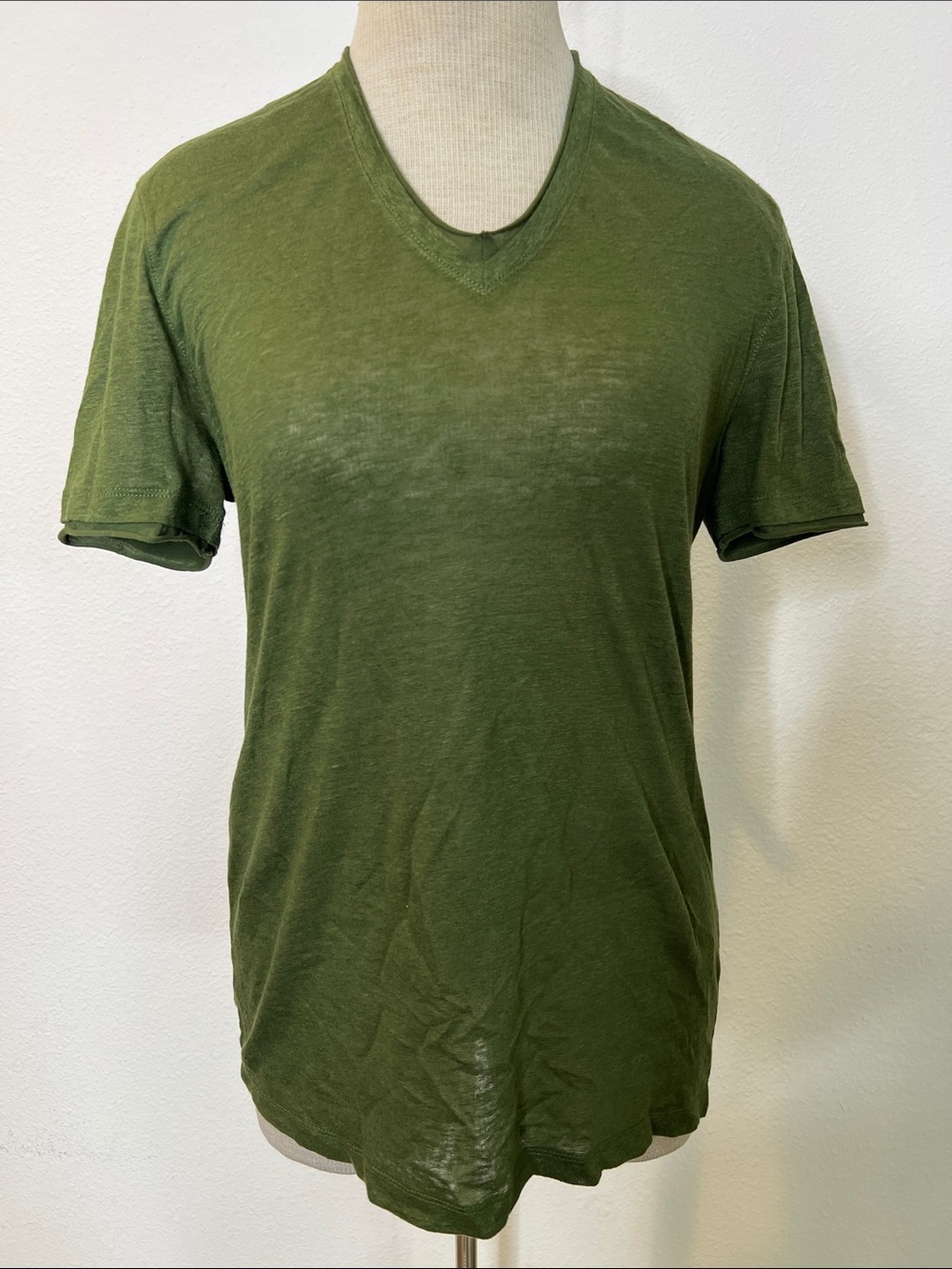 John Varvatos Wooster Slim Fit V-Neck Burnout Linen T-Shirt